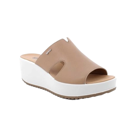 Sandals with wedge for women beige and brown