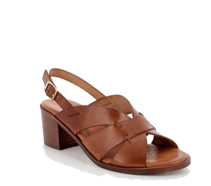 Sandals with heel for women brown with buckle