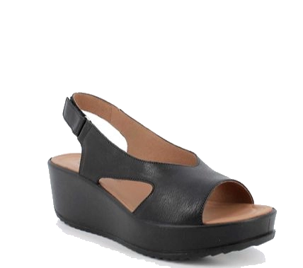 Sandals with wedge for women black with velcro